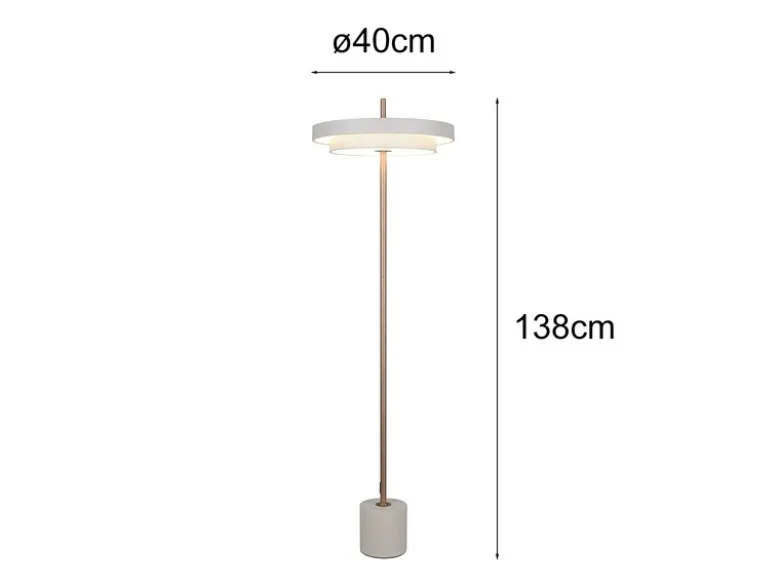 Dimmbare LED Stehlampe KEATON im modernen Design, Hellgrau, Höhe 138cm
