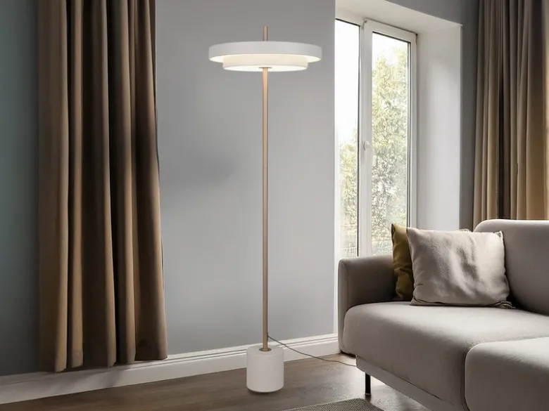 Dimmbare LED Stehlampe KEATON im modernen Design, Hellgrau, Höhe 138cm