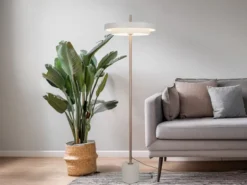 Dimmbare LED Stehlampe KEATON im modernen Design, Hellgrau, Höhe 138cm