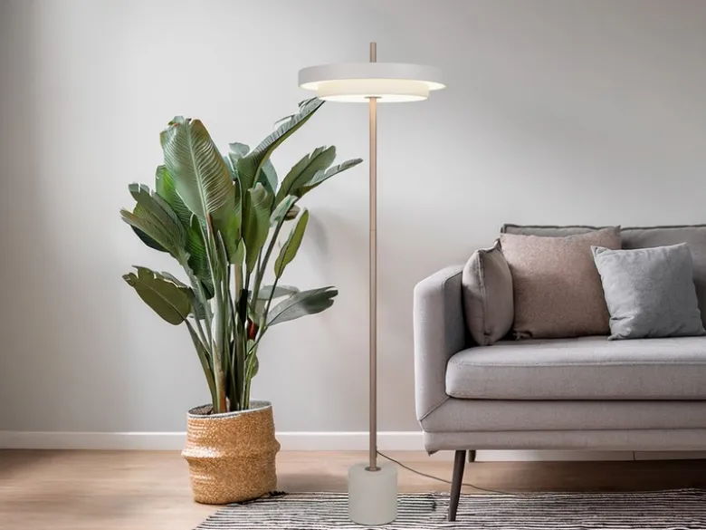 Dimmbare LED Stehlampe KEATON im modernen Design, Hellgrau, Höhe 138cm