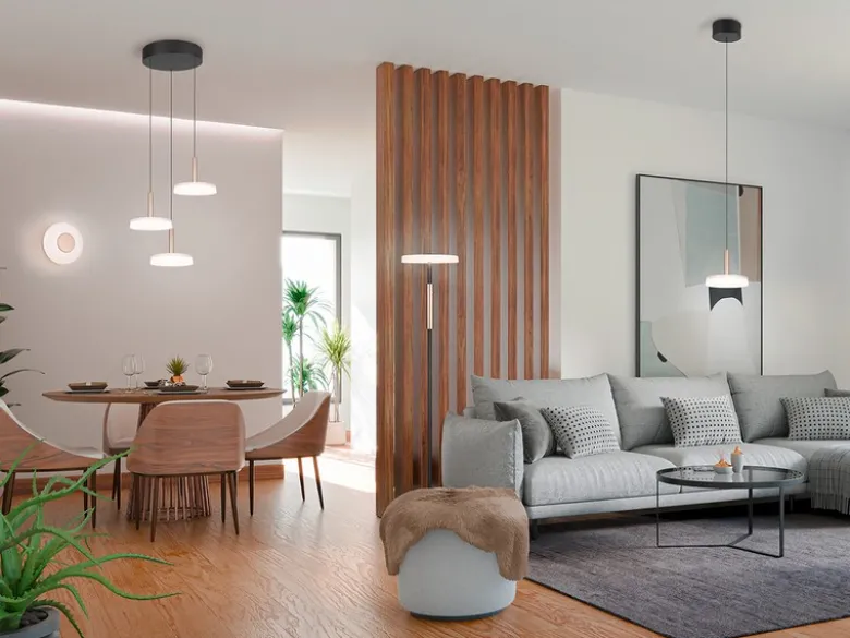 Dimmbare LED Stehleuchte CELESTE 2-farbig mit Glasschirm, Höhe 160cm