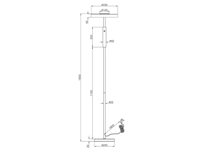 Dimmbare LED Stehleuchte CELESTE 2-farbig mit Glasschirm, Höhe 160cm