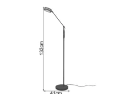 Dimmbare LED Stehleuchte FRANKLIN schwenkbar, Höhe 133cm, Anthrazit