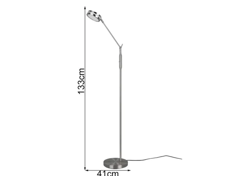 Dimmbare LED Stehleuchte FRANKLIN schwenkbar, Höhe 133cm, Silber