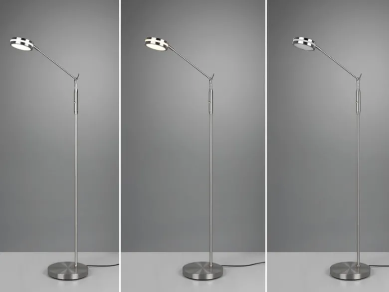 Dimmbare LED Stehleuchte FRANKLIN schwenkbar, Höhe 133cm, Silber