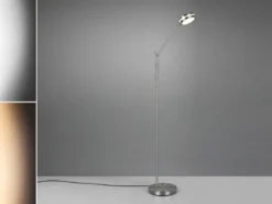 Dimmbare LED Stehleuchte FRANKLIN schwenkbar, Höhe 133cm, Silber
