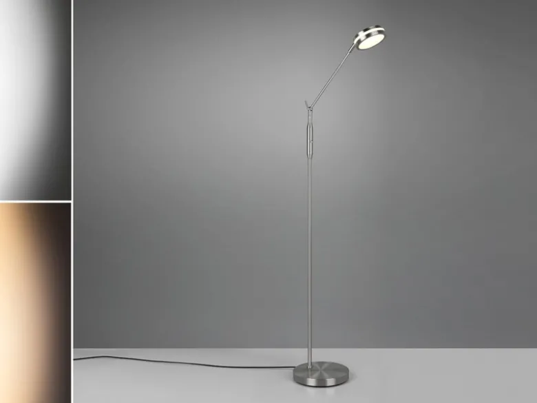 Dimmbare LED Stehleuchte FRANKLIN schwenkbar, Höhe 133cm, Silber