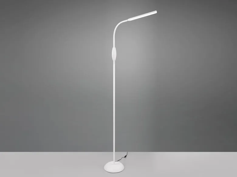 Dimmbare LED Stehleuchte TORO Schwanenhals, Weiß, Höhe 145cm