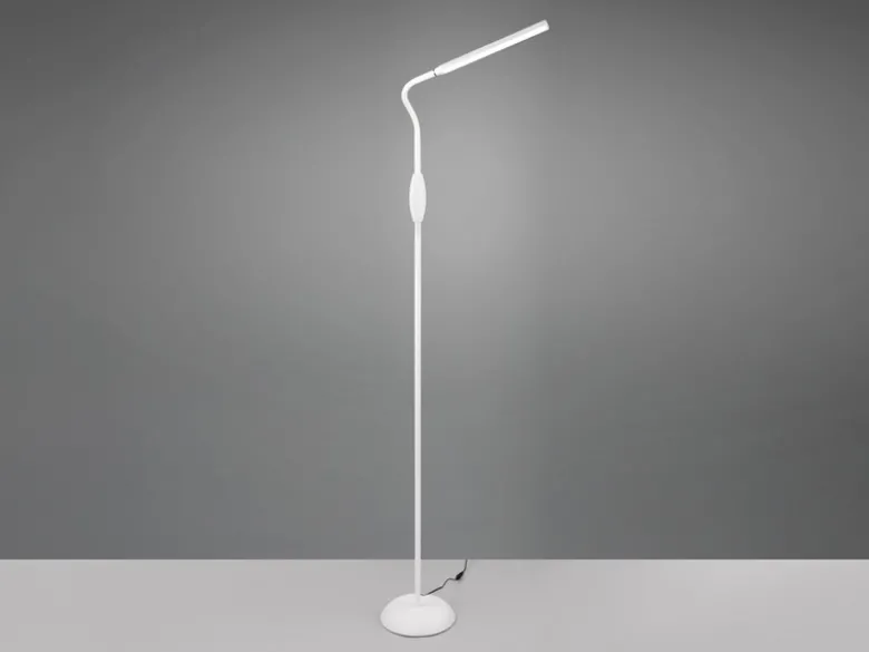 Dimmbare LED Stehleuchte TORO Schwanenhals, Weiß, Höhe 145cm