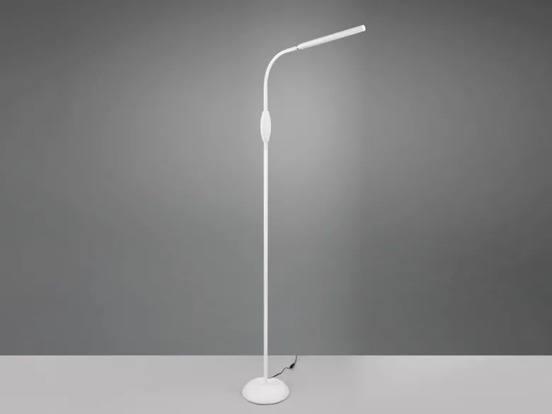 Dimmbare LED Stehleuchte TORO Schwanenhals, Weiß, Höhe 145cm