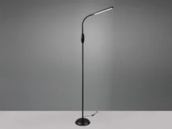 Dimmbare LED Stehleuchte TORO Schwanenhals, Schwarz, Höhe 145cm