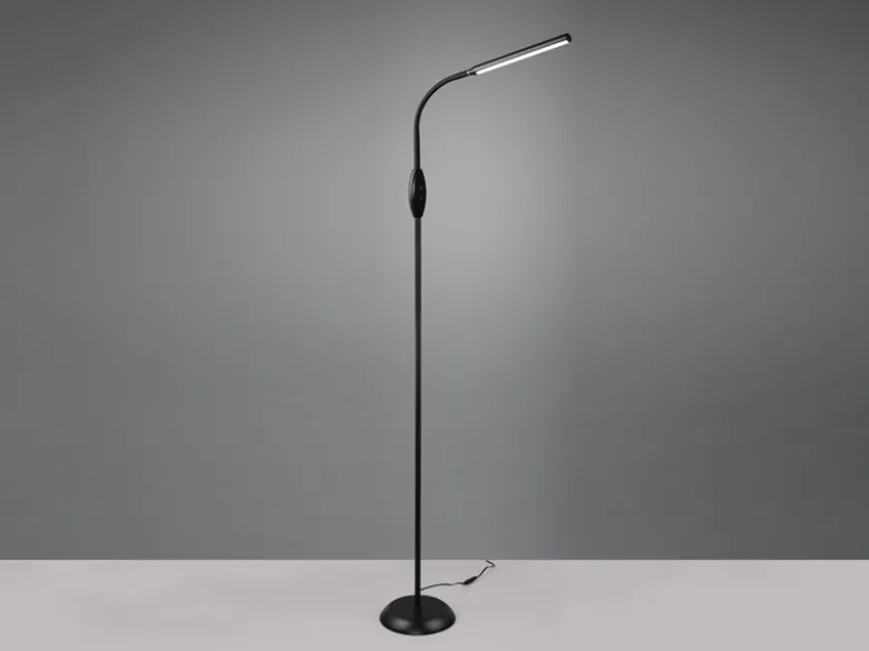 Dimmbare LED Stehleuchte TORO Schwanenhals, Schwarz, Höhe 145cm