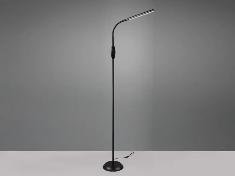 Dimmbare LED Stehleuchte TORO Schwanenhals, Schwarz, Höhe 145cm