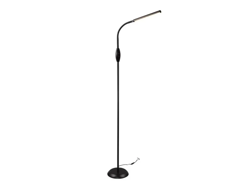 Dimmbare LED Stehleuchte TORO Schwanenhals, Schwarz, Höhe 145cm