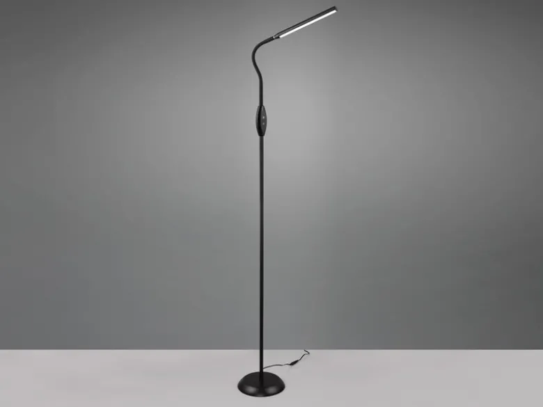 Dimmbare LED Stehleuchte TORO Schwanenhals, Schwarz, Höhe 145cm