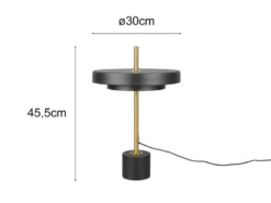 Dimmbare LED Tischlampe KEATON im modernen Design, Schwarz Gold, Höhe 45,5cm