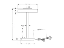 Dimmbare LED Tischleuchte CELESTE 2-farbig mit Glasschirm, Höhe 35cm