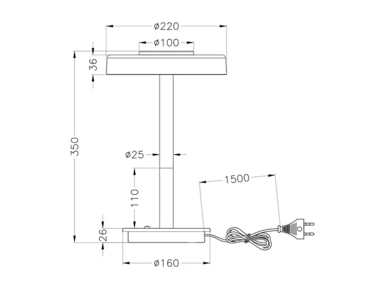 Dimmbare LED Tischleuchte CELESTE 2-farbig mit Glasschirm, Höhe 35cm