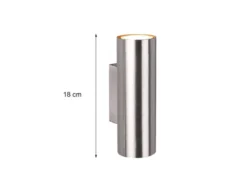 Dimmbare LED Up & Down Innenwandleuchte aus Silber mattem Metall, Höhe 18cm