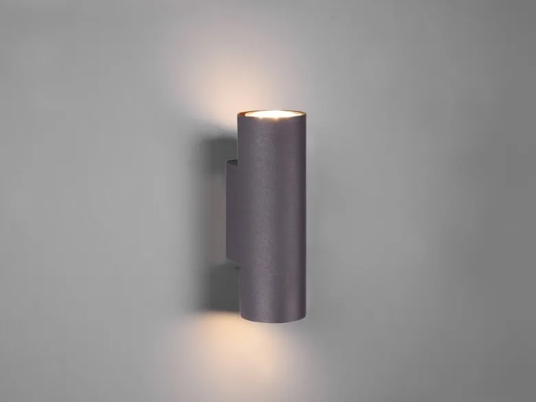 Dimmbare LED Up & Down Innenwandleuchte aus schwarz mattem Metall, Höhe 18cm