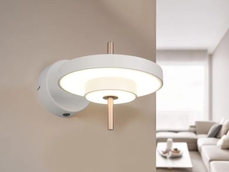 Dimmbare LED Wandleuchte KEATON im modernen Design, Hellgrau Höhe 18,5cm