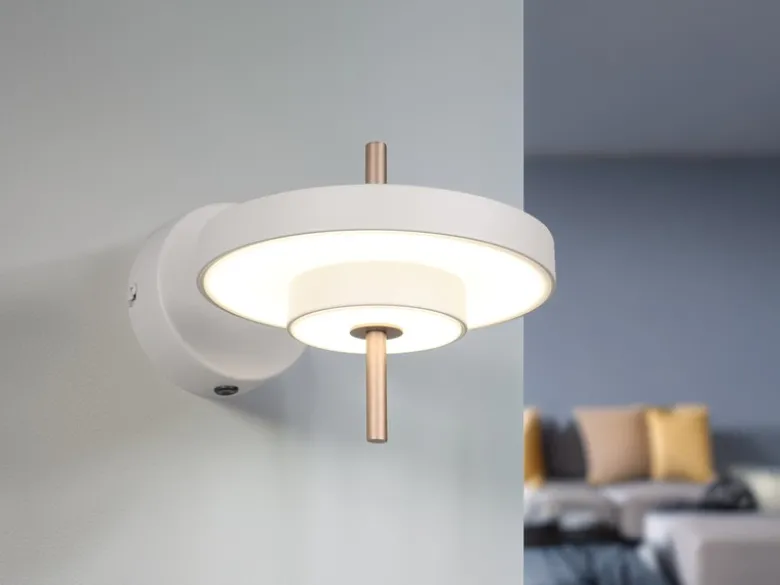 Dimmbare LED Wandleuchte KEATON im modernen Design, Hellgrau Höhe 18,5cm
