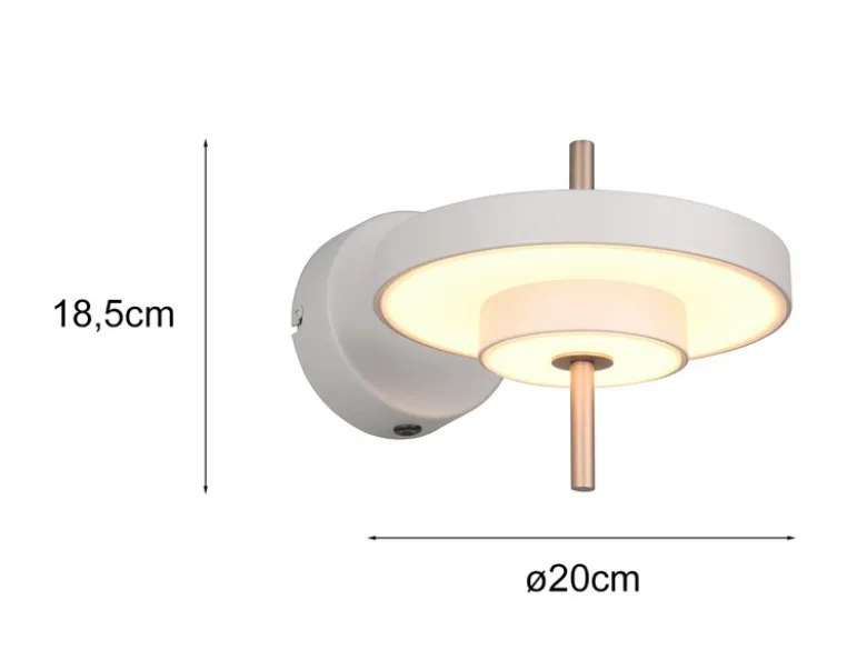 Dimmbare LED Wandleuchte KEATON im modernen Design, Hellgrau Höhe 18,5cm