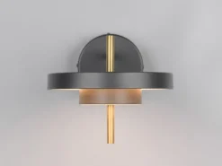 Dimmbare LED Wandleuchte KEATON im modernen Design, Schwarz Gold, Höhe 18,5cm