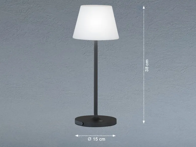 Dimmbare Outdoor Akku Tischlampe FLUS ohne Stromkabel - Höhe 38cm