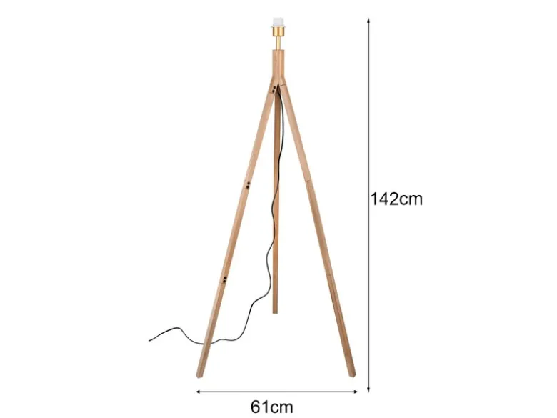 Dreibein Holz Stehlampenfuß Gestell TAL ohne Schirm, Höhe 142cm