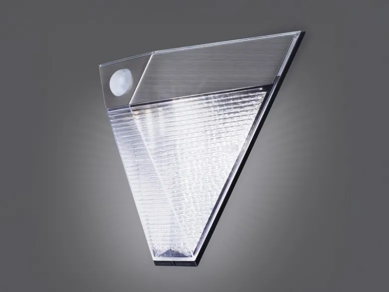 Dreieckige LED Solar Außenleuchte, Bewegungsmelder, Edelstahl, Downlight, IP43