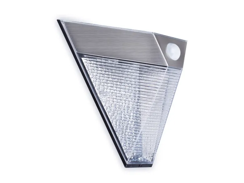 Dreieckige LED Solar Außenleuchte, Bewegungsmelder, Edelstahl, Downlight, IP43
