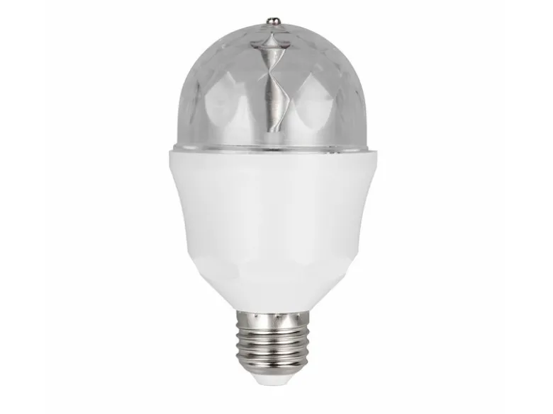 E27 Deko LED mit rotierendem RGB Farbwechsel - 3 Watt, Ø 7,3cm