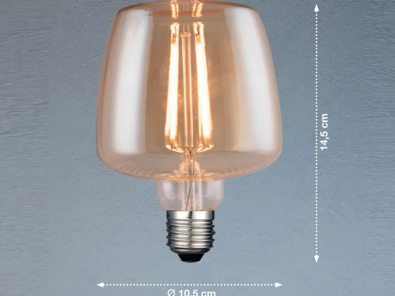 E27 Filament LED Bernsteinfarben - 4 Watt, 380 Lumen Warmweiß, Ø10,5cm