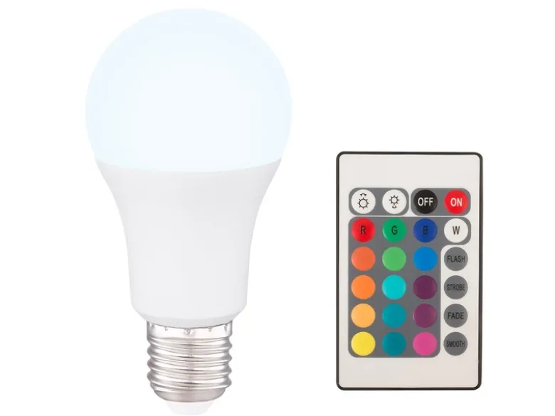 E27 LED - 10 Watt, 850 Lumen, 2770 - 6000 K, RGB Farbwechsel mit Fernbedienung
