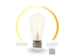E27 LED WIFI, 6,5 Watt 555 Lumen, 2200-2700 Kelvin, Ø6,4cm, per App steuerbar