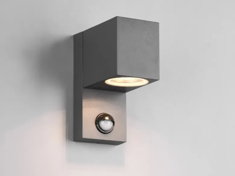 Eckige Außenwandleuchte ROYA Downlight mit Bewegungsmelder, Anthrazit Höhe 15cm