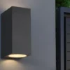 Eckige Außenwandleuchte ROYA Up and Down aus Aluminium Anthrazit, Höhe 15cm