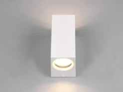 Eckige Außenwandleuchte ROYA Up and Down aus Aluminium Weiß, Höhe 15cm