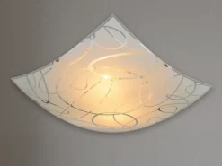 Eckige Deckenleuchte SPIRELLI Glas mit modernem Dekor, Quadrat 40cm