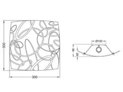 Eckige Deckenleuchte SPIRELLI Glas mit modernem Dekor, Quadrat 30cm