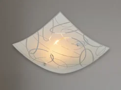 Eckige Deckenleuchte SPIRELLI Glas mit modernem Dekor, Quadrat 30cm