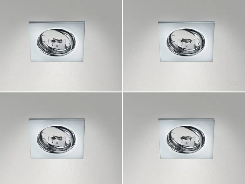 Eckige Einbaustrahler Decke im 4er Set schwenkbar Silber Chrom GU10