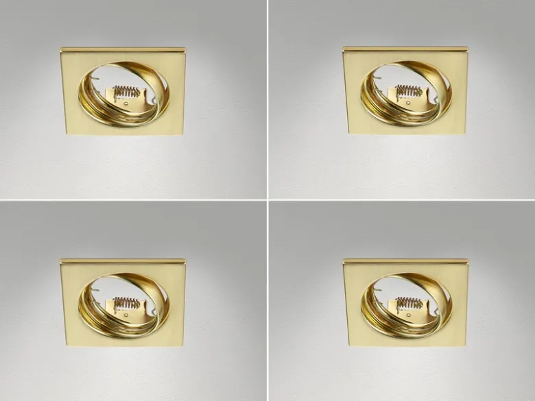 Eckige Einbaustrahler Decke im 4er Set schwenkbar Messing matt GU10