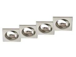 Eckige Einbaustrahler Decke im 4er Set schwenkbar Silber matt GU10
