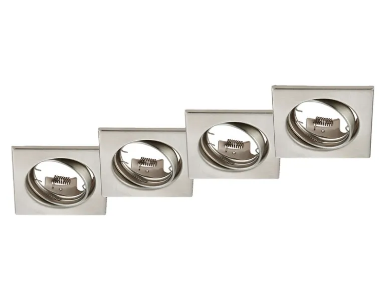 Eckige Einbaustrahler Decke im 4er Set schwenkbar Silber matt GU10