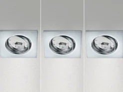 Eckige Einbaustrahler Decke JURA 3er Set schwenkbar Silber Chrom GU10