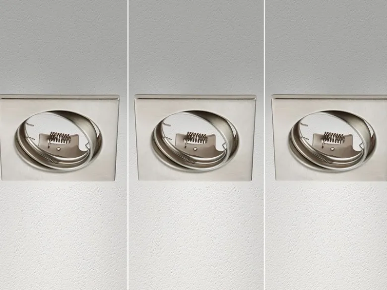 Eckige Einbaustrahler Decke JURA 3er Set schwenkbar Silber matt GU10