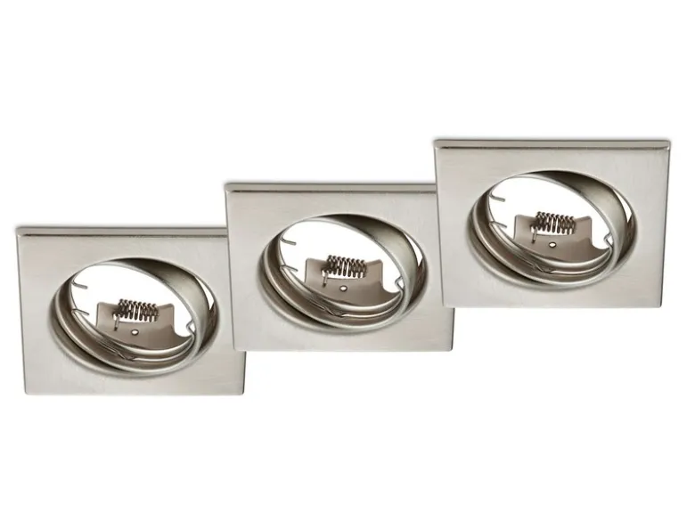 Eckige Einbaustrahler Decke JURA 3er Set schwenkbar Silber matt GU10
