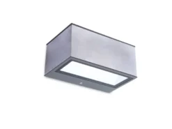 Eckige LED Außenwandlampe GEMINI Up and Down aus ALU Silber 14cm breit, IP54